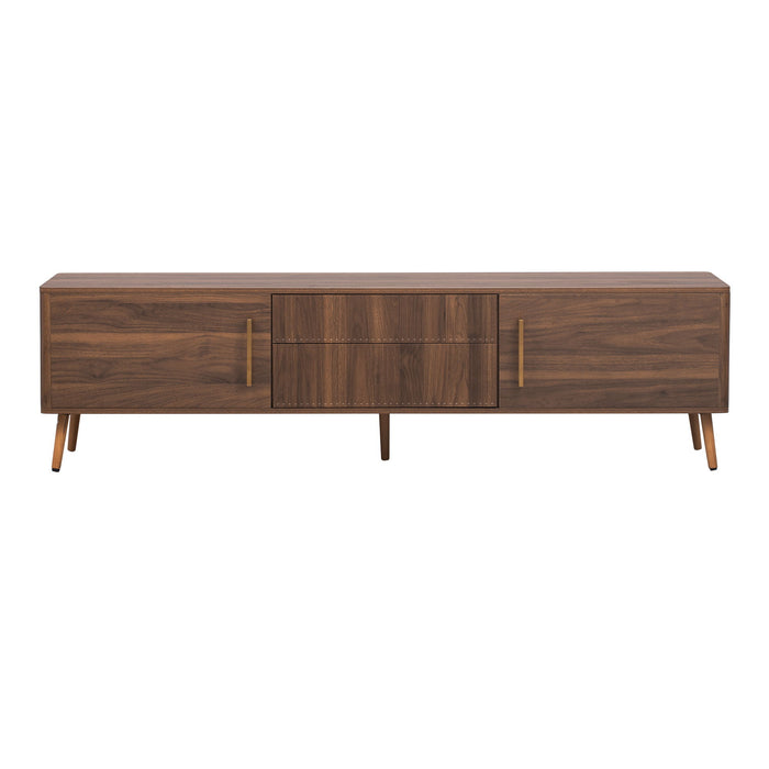 TV Stand With 2 Drawers, Media Console Table For TVs Up To 80'' For Living Room - Walnut