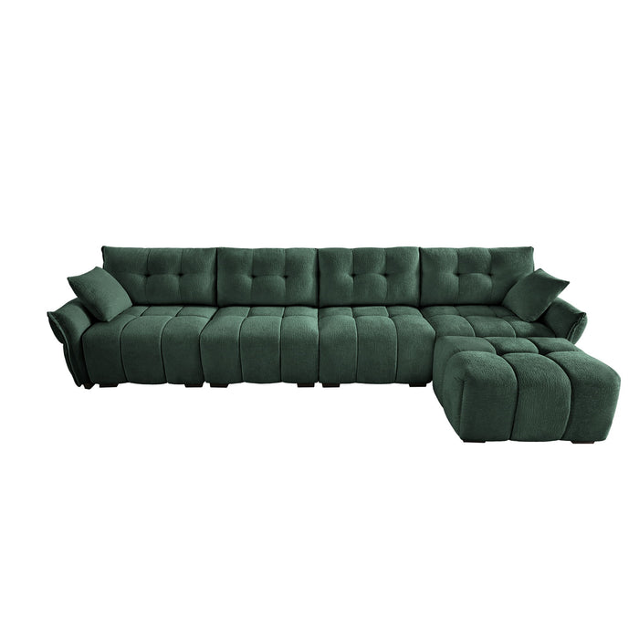 Sofa Set With Ottoman And Pillows, Textured, High Resilience Cushions