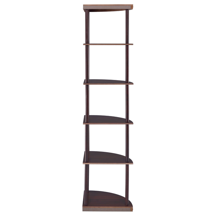 Corner Bookcase With 5 Shelves, Compact Design For Living Room - Cappuccino