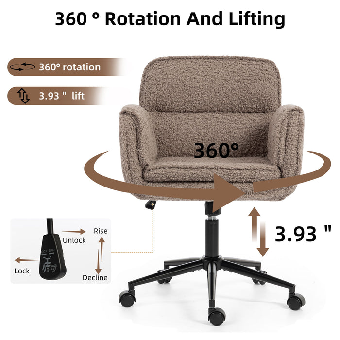 Criss Cross Swivel Desk Chair With Adjustable Armrests & Wheels For Home Office