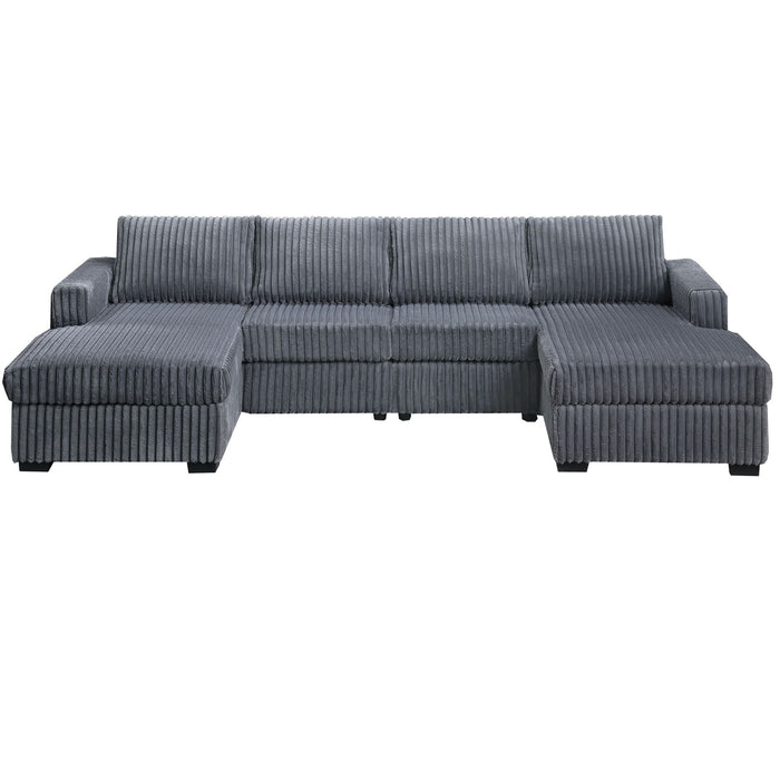 U-Shaped Sectional Set With Cushion Back Armless Chairs Right And Left Arm Chaise