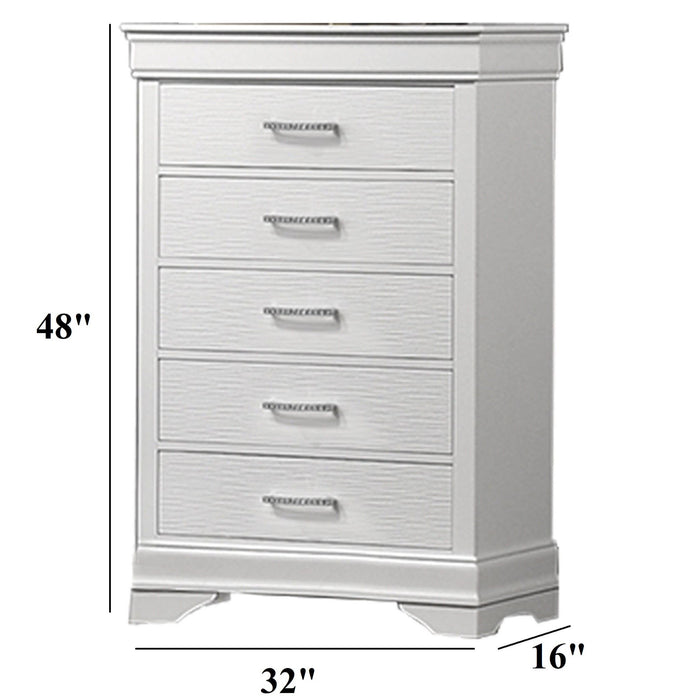Chest, 5 Drawer Storage Furniture - White