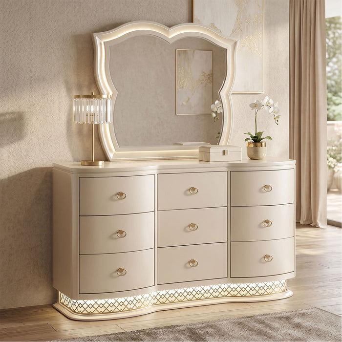 Flora - Framed Mirror With LED Lighting (Dresser Not Included) - Champagne