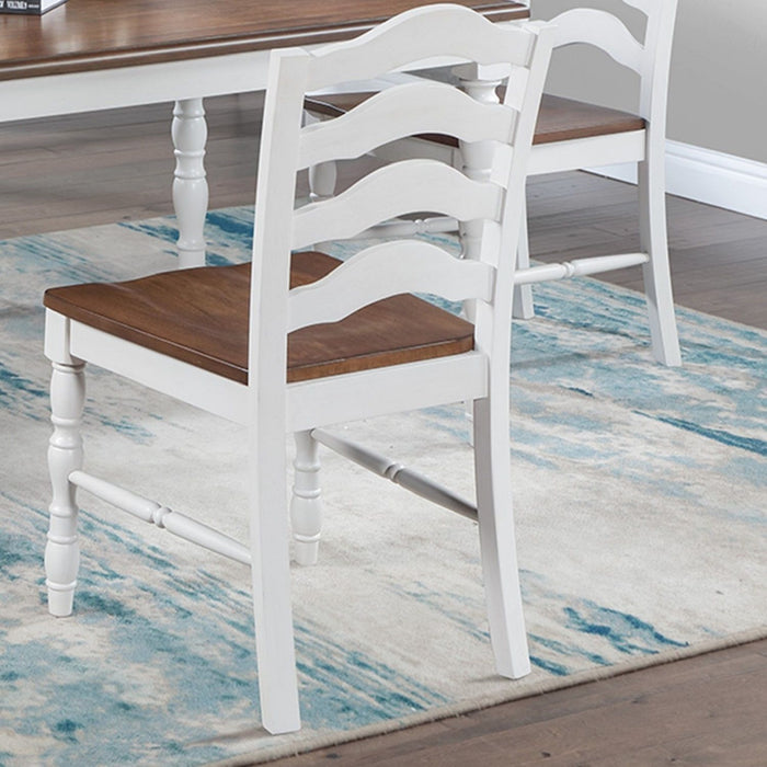 5 Piece Dining Set With Table And Ladder Back Chairs - Oak / White