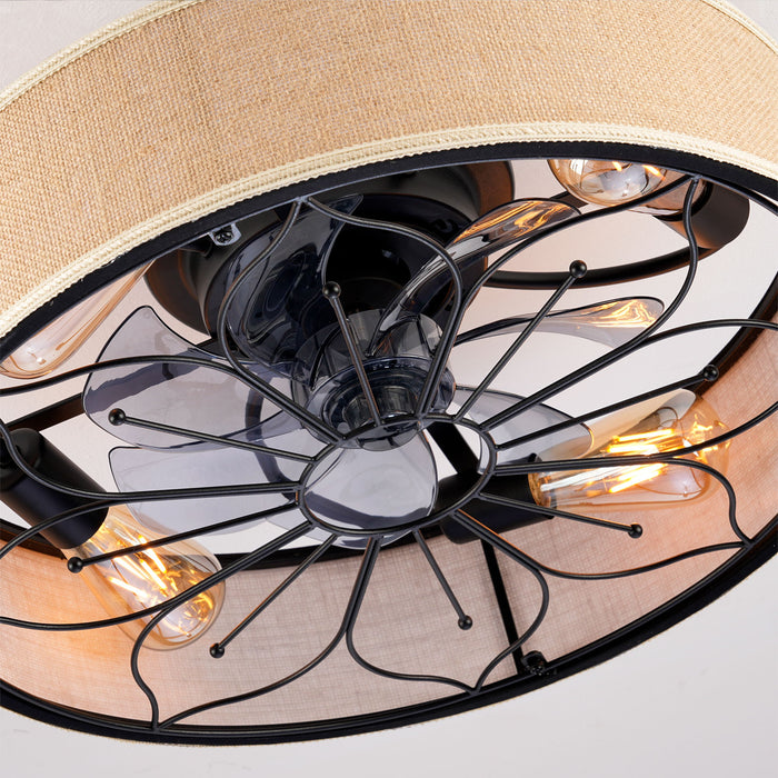 Lotus Bladeless Ceiling Fan With Remote Control For Living Room - Matte Black