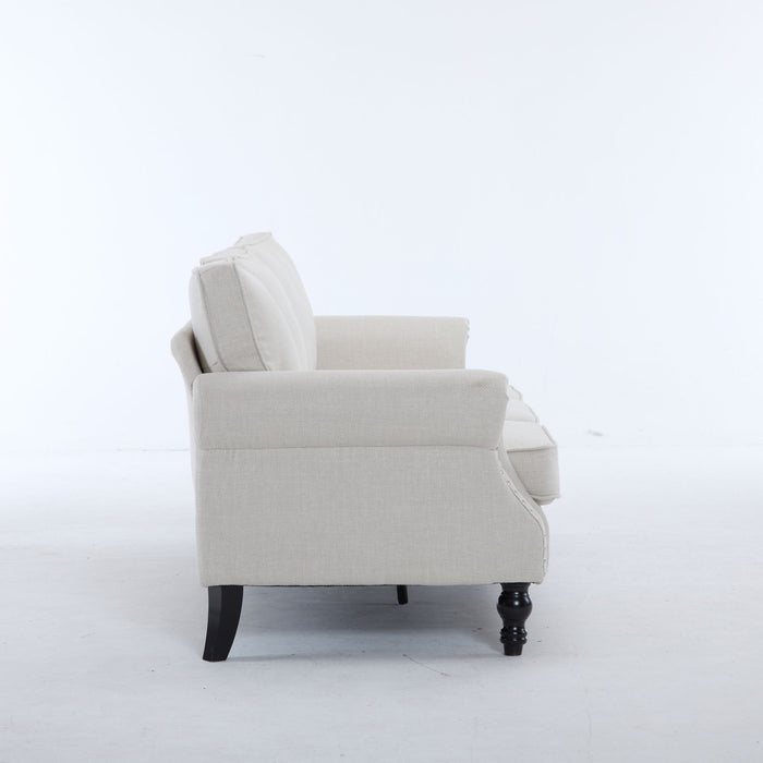 Rolled Arm Sofa With Nailhead Trim With Wooden Legs