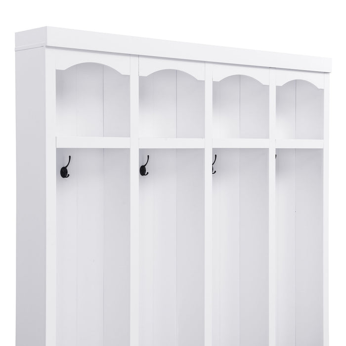 Entryway Hall Tree With Bench, 4 Hooks & Open Storage Space