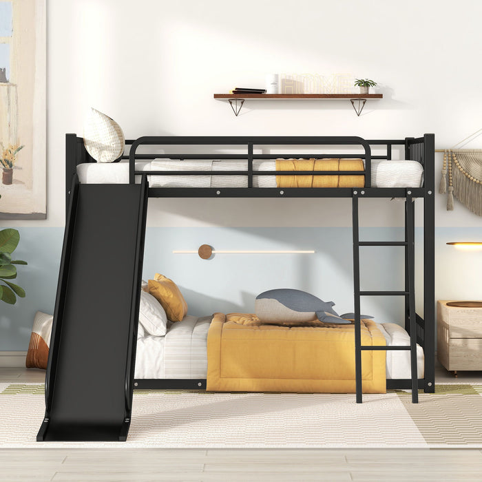 Metal Bunk Bed With Slide, Durable Steel Frame