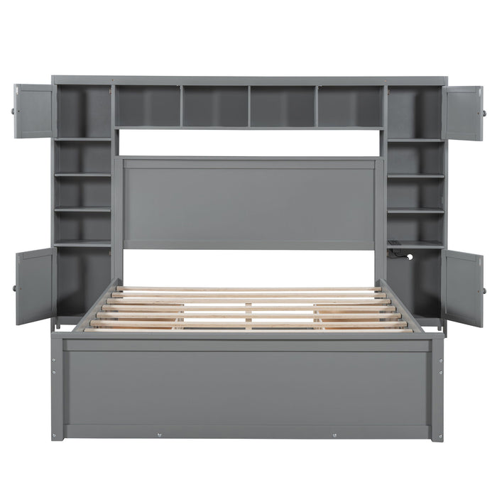 Bed With All In One Cabinet, Shelf And Sockets
