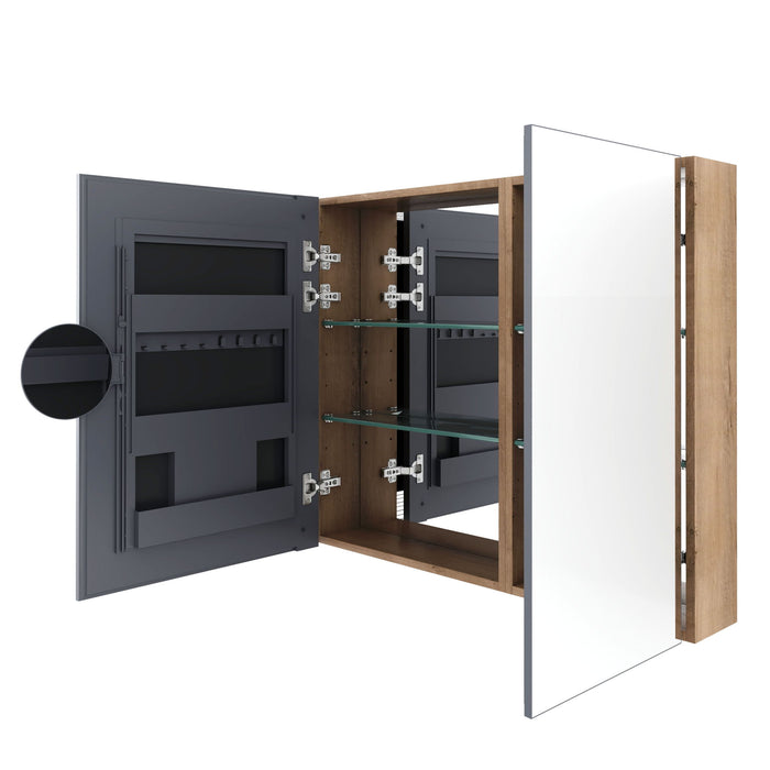 Wall Mounted Bathroom Cabinet With Adjustable Shelves Storage Cabinet - Imitative Oak