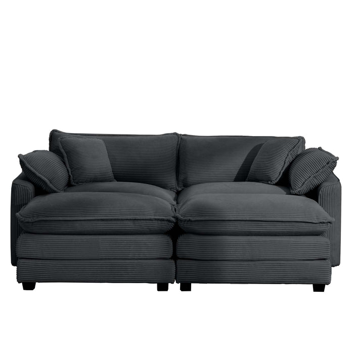 Modular Oversized Cushion Sofa With Ottoman, Low Back, Deep Seating Sofa Set