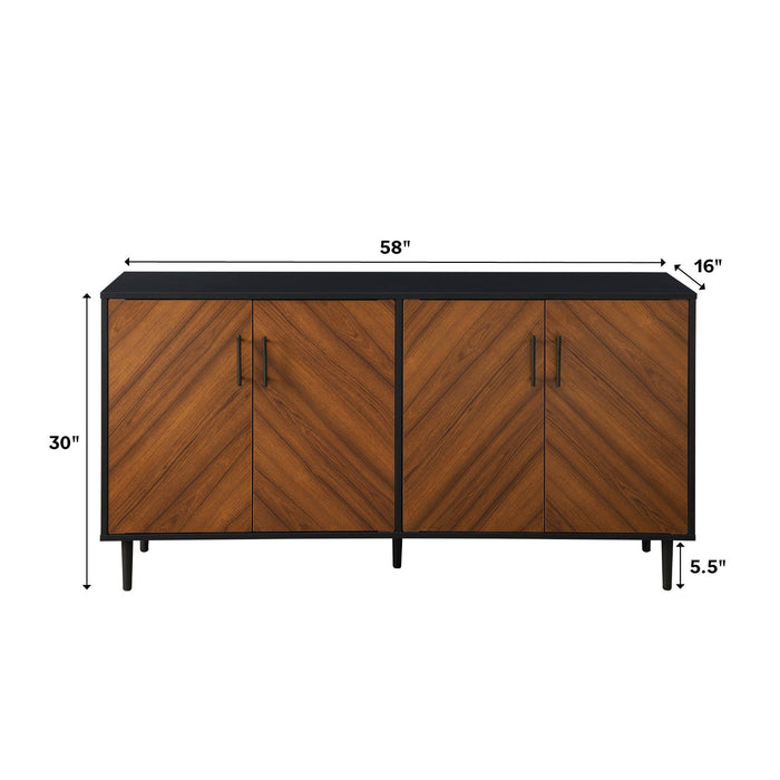 Bookmatch Door Buffet - Acorn / Solid Black