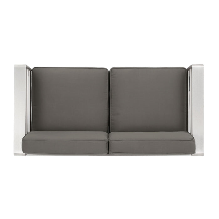 Outdoor Aluminum Loveseat With Cushion - Gray