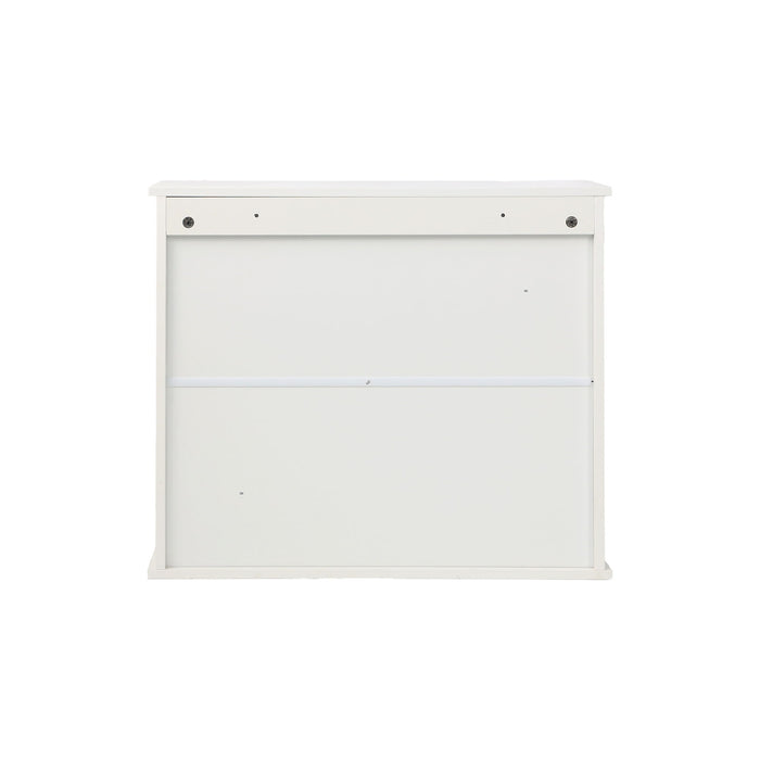 Louvered Double Door Wall Mounted Bathroom Cabinet - White