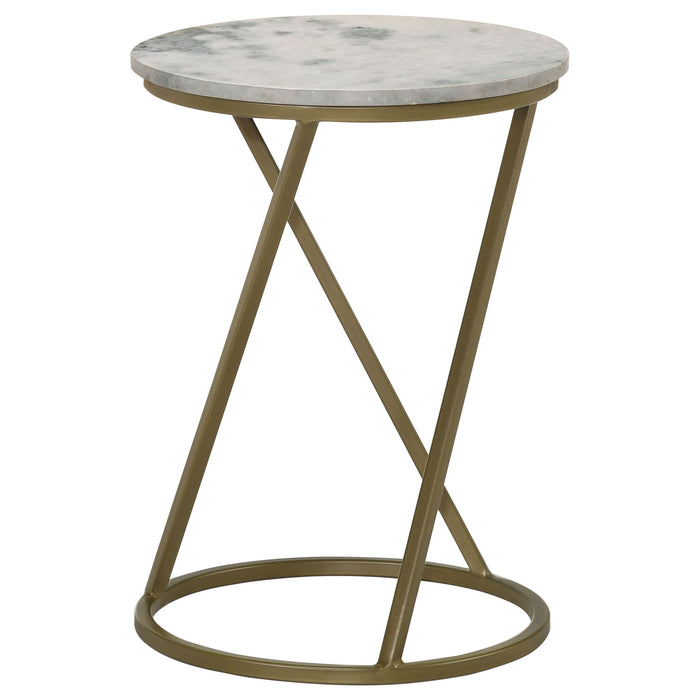 Balboa - Round Accent Side Table With Sculptural Base - White