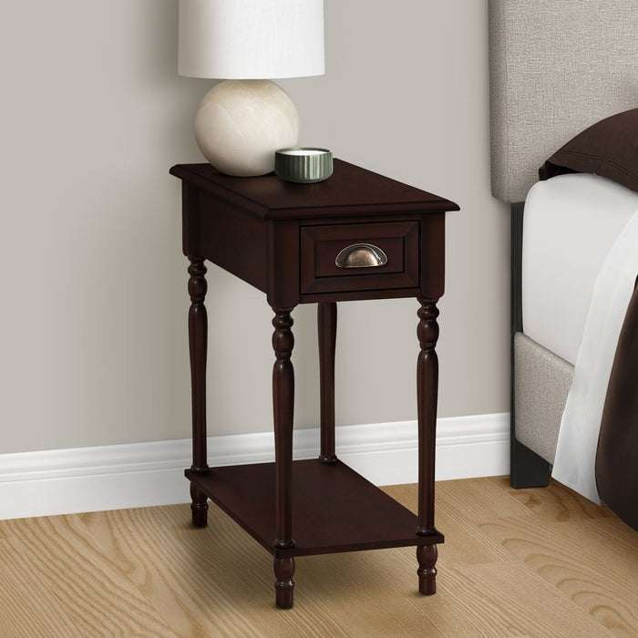 Accent Side Table, 2 Tier, Storage Drawer, Stylish Traditional Design