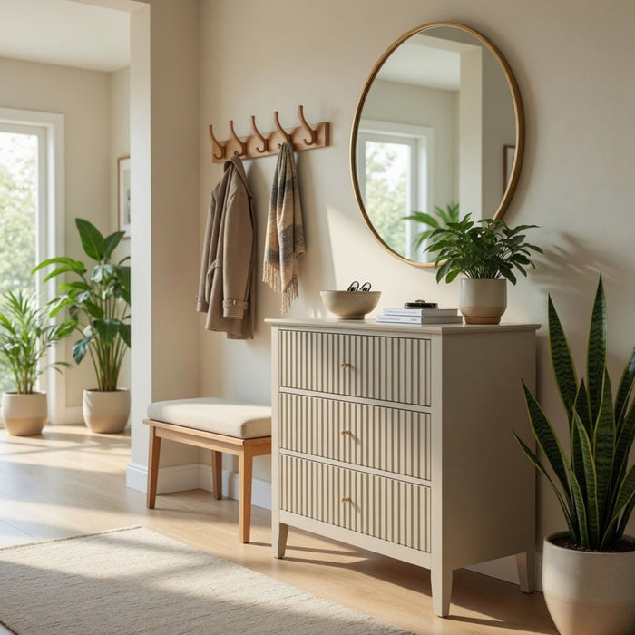 Fluted 3 Drawer Nightstand With Soft Close Slides