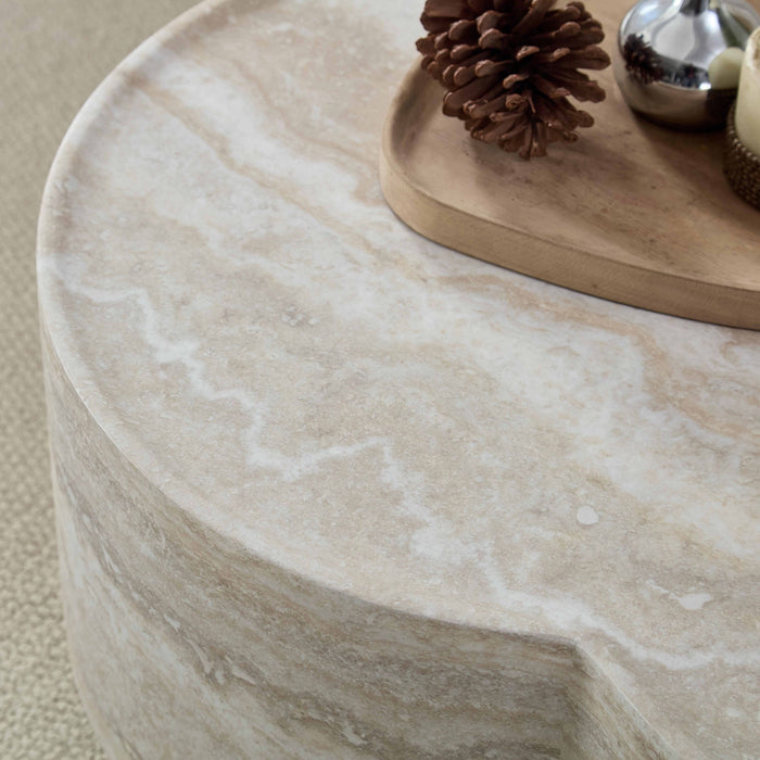 Clover Round Coffee Table With Open Storage - Marble
