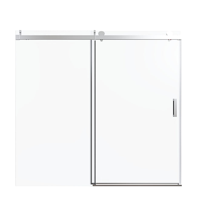 Frameless Single Sliding Soft Close Shower Doors, 3 / 8" Tempered Glass Reversible Installatio
