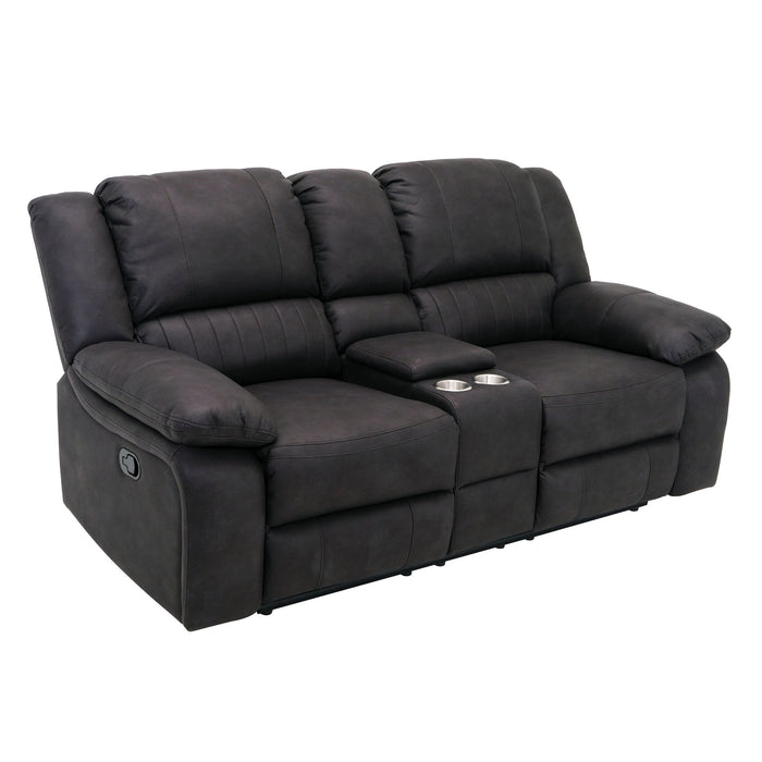 Reclining Console Loveseat - Black - Fabric