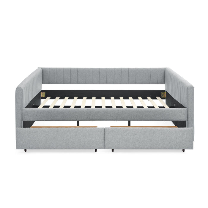 Upholstered Queen Daybed With 2 Drawers