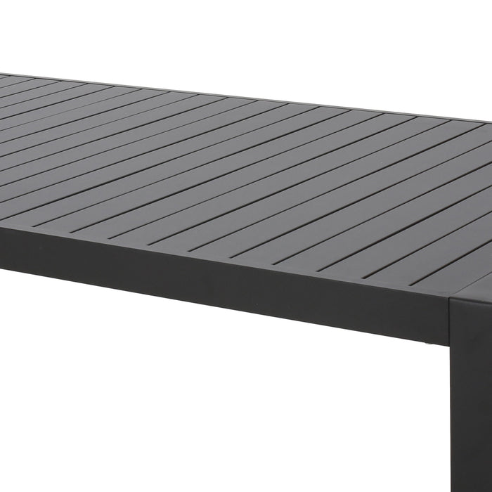 Modern Outdoor Aluminum Rectangular Dining Table With Slatted Top