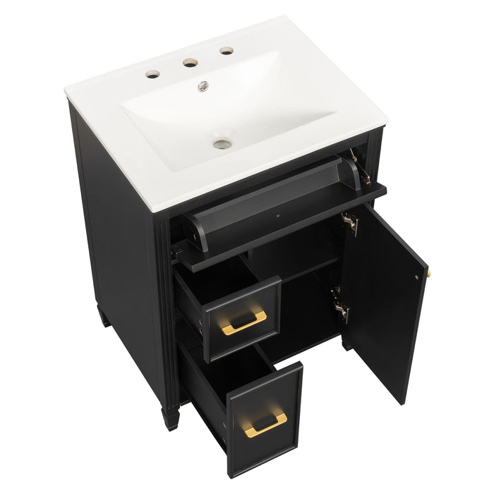 Freestanding Bathroom Vanity With Sink, Soft Close Door, Tip Out Drawer