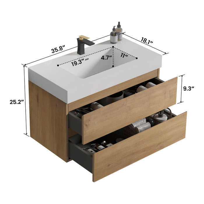 Alice - Bathroom Vanity With Sink, Large Storage Wall Mounted Floating Bathroom Vanity For Modern Bathroom