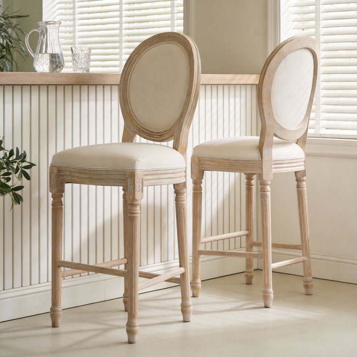 French Country Bar Chairs & Round Back (Set of 2)