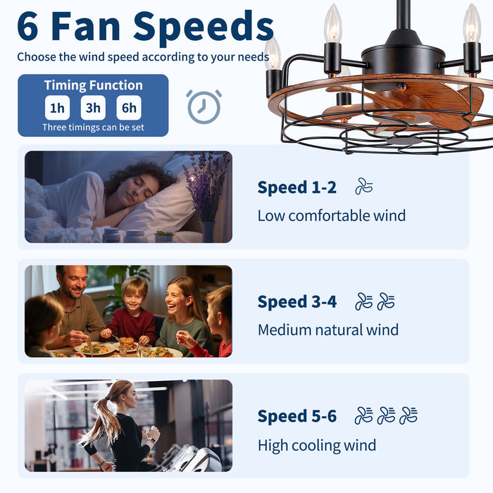 Modern Farmhouse Ceiling Fan, Adjustable Hanging