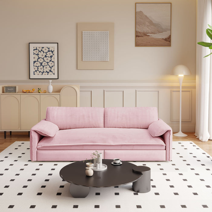 Pull Out 3 In 1 Convertible Sleeper Sofa With Side Storage, Multi Functional