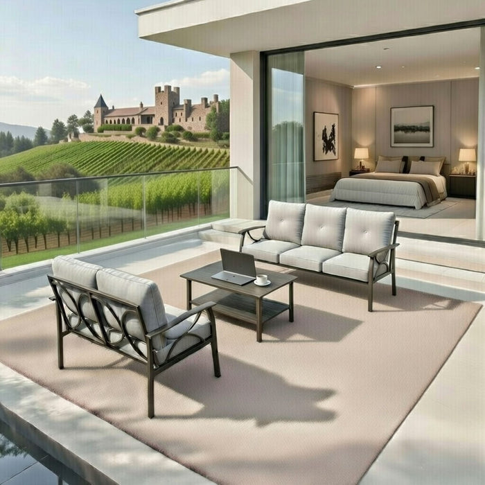 Patio Furniture Set With Coffee Table And Cushions For Backyard