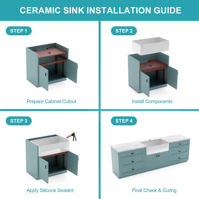 Kitchen Sink Workstation With Deep Bowl And Space-Saving Track Design - White