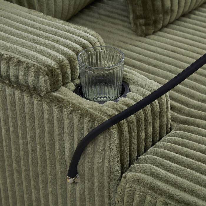 Modern Chaise Sofa With Adjustable Backrest, Cup Holders, Phone Holder & Storage Compartments For Living Room