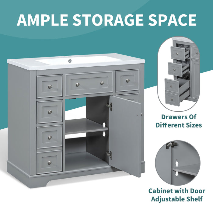 Modern Bathroom Vanity With Sink Combo, 6 Drawers And 1 Cabinet