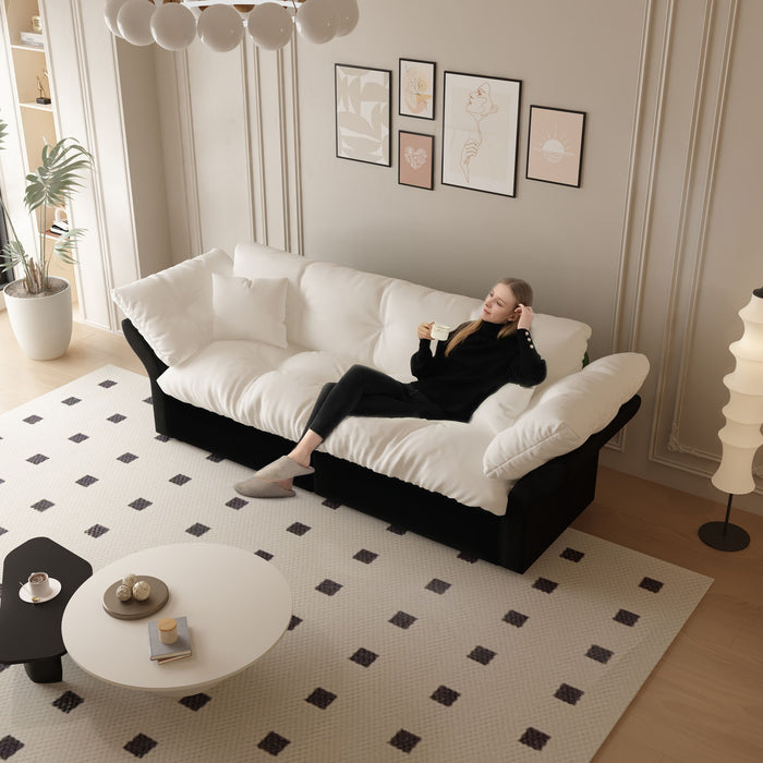 Queen Pull Out, 3 In 1 Convertible Sleeper Tufted Sofa & 2 Soft Pillows