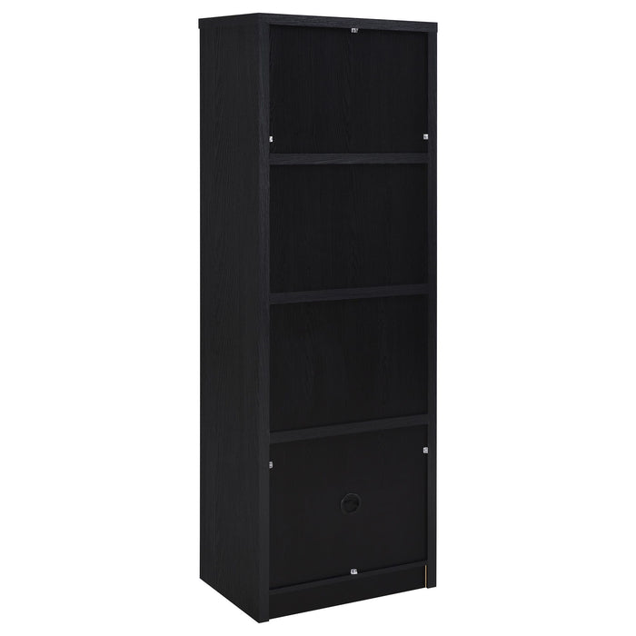 Sloat - 3 Shelf Media Tower With Cabinet Storage - Black