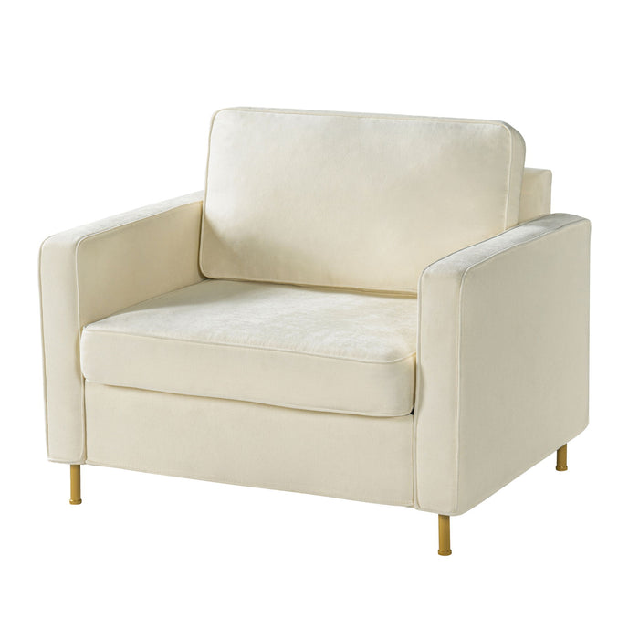 Accent Chair Upholstered Single Sofa With Square Arms, Sewn Pillow Back For Living Room