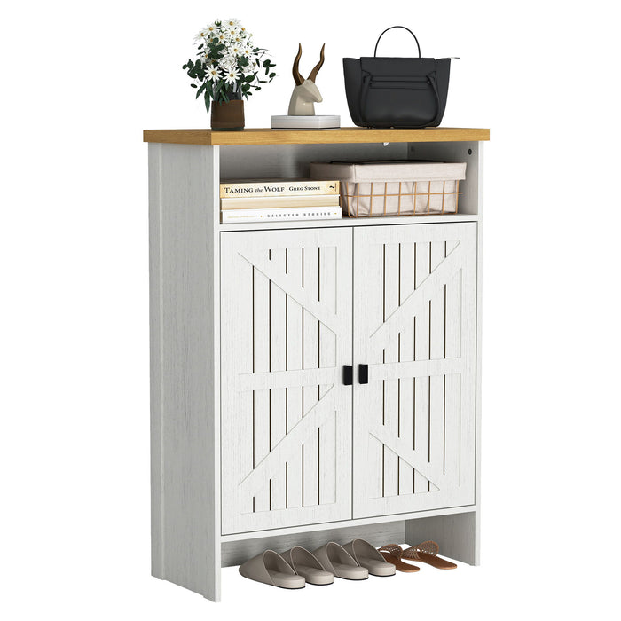 Modern Minimalist Shoe Cabinet With Sliding Door Design - White