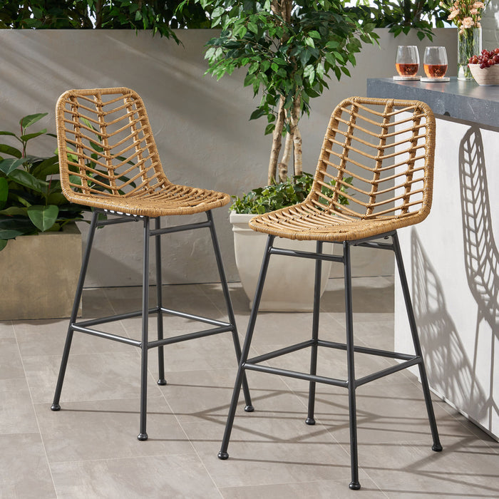 Sawtelle - Outdoor Wicker Barstools (Set of 2)
