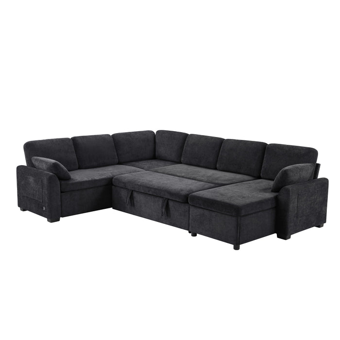 Convertible U-Shaped Sectional Sofa Bed With Reversible Chaise