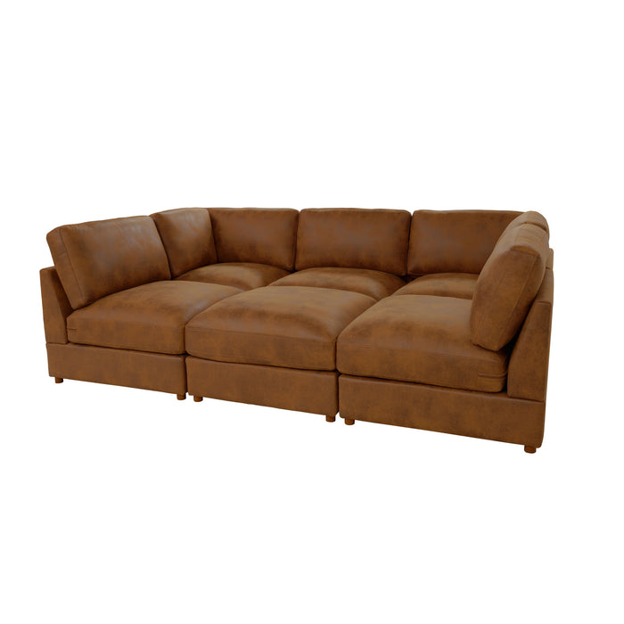 Modular Upholstered Sectional, Medium Firm Seat Cushion, Custom Configuration - Brown
