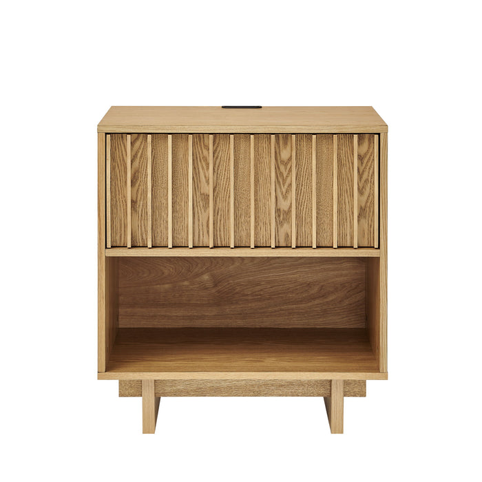 Nightstand With Hidden Charging Station USB Ports & Outlet Hole