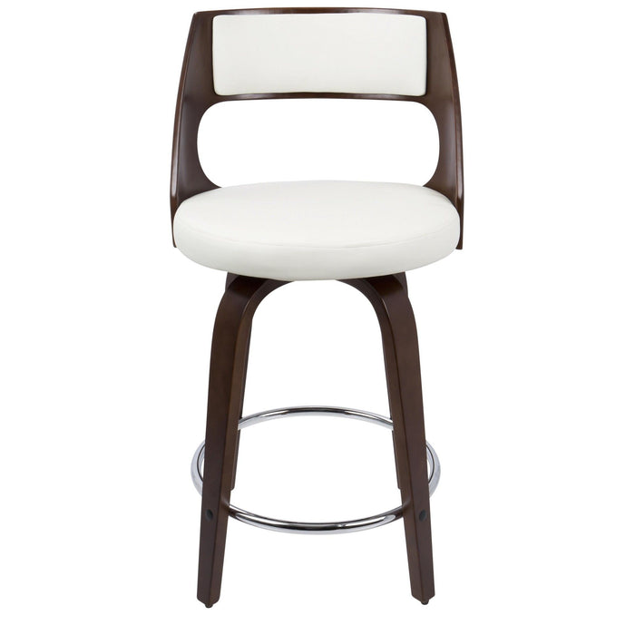 Cecina - Mid-Century Modern Fixed Height Counter Stool With Swivel And Round Footrest (Set of 2)