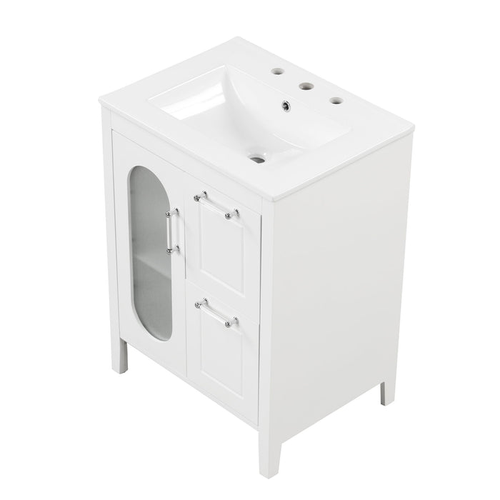 Modern Bathroom Vanity With Sink, Cabinet With 2 Drawers And Door, Adjustable Shelf