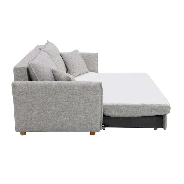 Oren - Chenille Sleeper Sectional Sofa With Storage 2 Toss Pillows - Gray