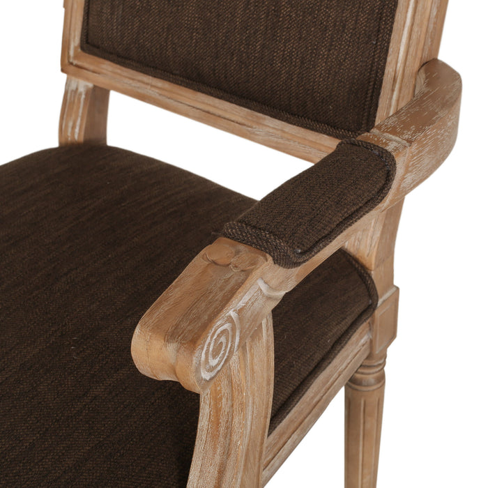 French Country Style Upholstered Dining Chair With Square Backrest