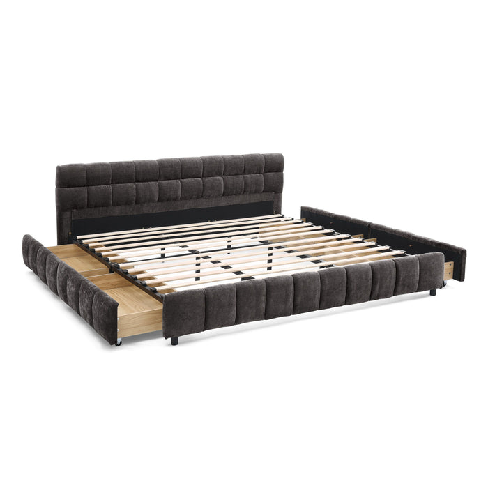 Modern Platform Bed Frame With Thick Fabric
