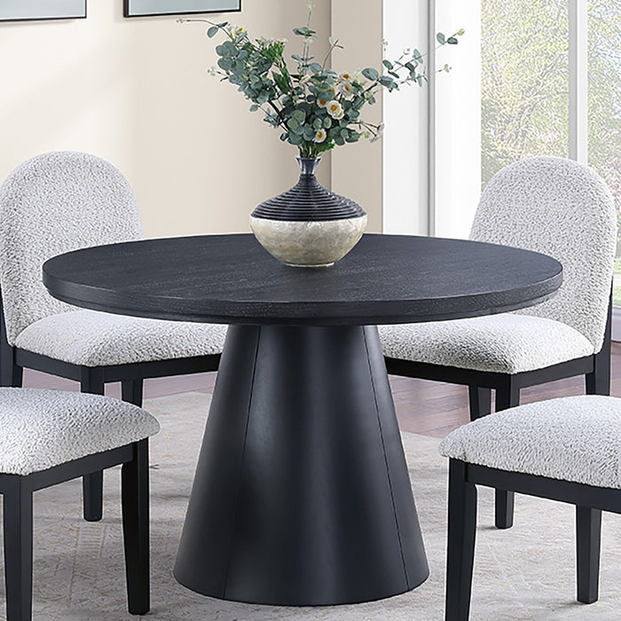 5 Piece Round Dining Set With With Chairs - Black / White