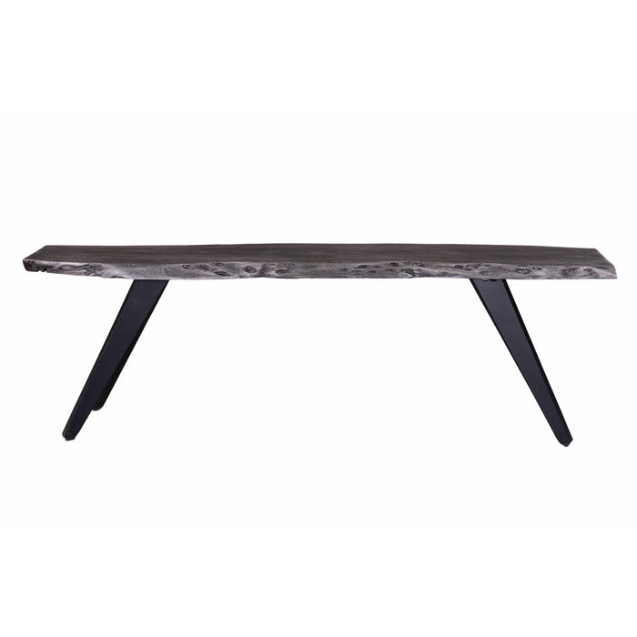 Modern Acacia Wood Dining Bench, Live Edge Design Accent Bench With Iron Legs - Black / Gray